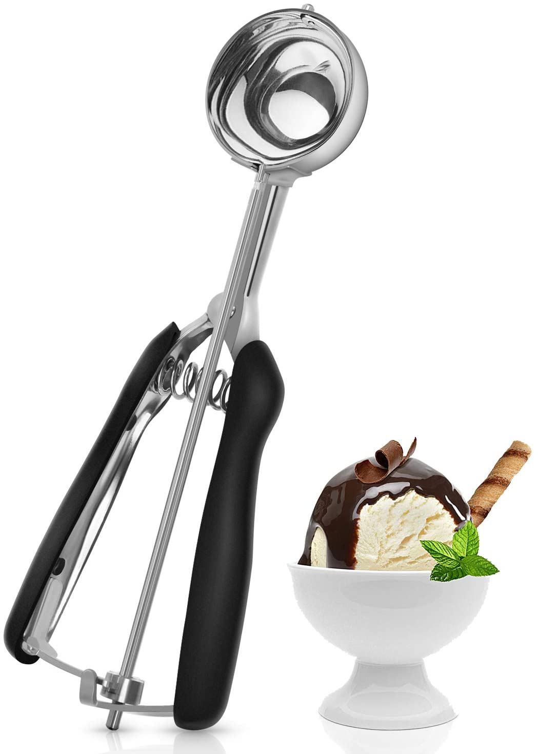 in acciaio inox di alta qualità colore: nero sorbetto e pasta per biscotti Cucchiaio per gelato Spring Chef indispensabile strumento da cucina per gelato 